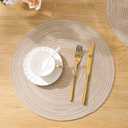 SHACOS Round Braided Placemats Set of 4 Round Table Mats for Dining Tables 15 inch Non Slip Washable Kitchen Table Place Mats Natural Farmhouse Decor (Beige, 4)