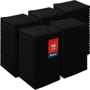 Washcloths Bulk - 100 Pack - Face Towels (12" x 12"), Highly Soft Wash Cloths and Hand Towels, Fast Drying Multi-Purpose Microfiber Cleansing Cloths for Bathroom, Hotel, Spa, and Salon - Black