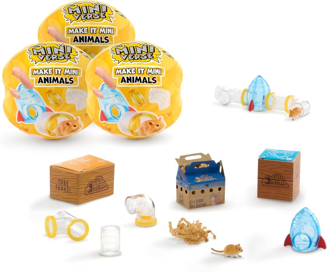 MGA's Miniverse Make It Mini Animals Series 2 (3 Pack) Mini Collectibles, Blind Pack, DIY, Crafts, Resin, Replica Animals, Collectors, Gifts, 8+