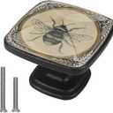 4 Pcs Square Cabinet Handle Cupboard Knob Drawer Pulls Handle Bee Drawer Knobs with Screws Furniture Decoration