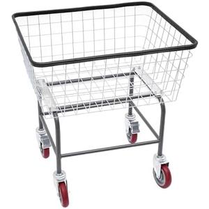 Wingderlier Wire Laundry Cart, Wire Laundry Basket with Wheels, Commercial Wire Laundry Basket Cart, Heavy Duty Rolling Wire Laundry Cart for Laundry Clothes Storage (Type 2), Black, Red, Silver