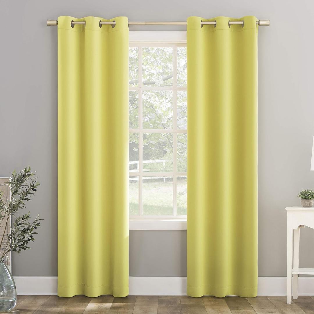 Sun Zero Riley Kids Bedroom Blackout Grommet Curtain Panel, 40" x 84", Lemon Yellow (40"W x 84"L (Pack of 1))