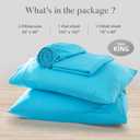 4 Piece King Size Sheet - Cooling Bed Sheets Set, Blend Rayon Derived from Bamboo, Breathable Soft Hotel Luxury Bedding & Pillowcases, Silky Fit 16 inch Extra Deep Pocket, Oeko-Tex - Aqua