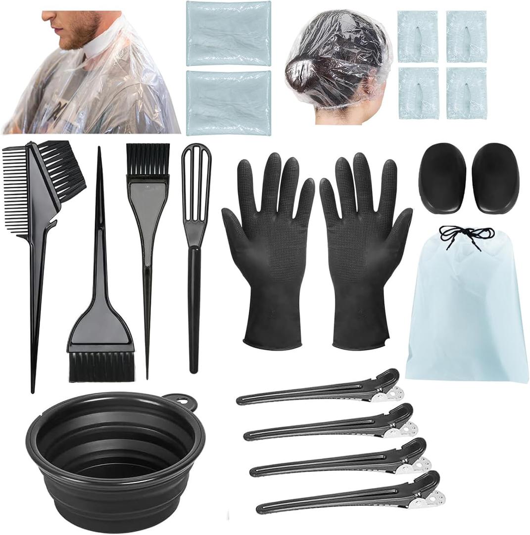 21Pcs Hair Dye Kit Professional Hair Coloring Products with Hair Dye Brush, 350ml Hair Color Bowl, Hair Clips, Applicator, Earcover for Salon Bleaching & Hair Coloring at Home