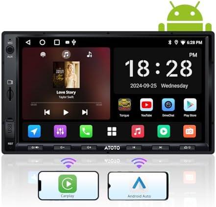 ATOTO A5L 7inch Android Double DIN Car Stereo, Wireless CarPlay&Android Auto Touch Screen, Wi-Fi/BT/USB Tethering, 2G+32G Car Radio Bluetooth, 24B-EQ DSP, MirrorLink, GPS/SWC/FM/AM,AI Chat, A5LG2A7T