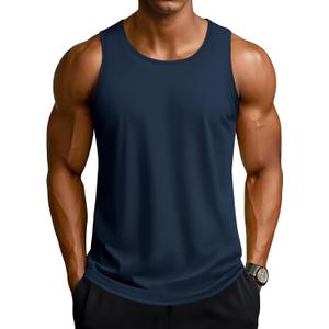 TACVASEN Men's Workout Tank Tops Sleeveless UPF 50+ Summer Sun Shirts Quick Dry for Running Swim Gym Beach (Blue, M)
