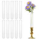 10 Pack Glass Cylinder Vases for Taper Candle Holders with Cuttable Silicone Sleeves (Fits 0.91" Candlestick Openings), Ideal for Dinner Parties, Home Accents, Event Decor, Wedding Arrangements