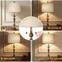 Scenekoy 30" Natural Real Wood Table Lamps Set of 2, Rustic Farmhouse Traditional Table Lamps with Shade for Living Room, Bedside Lamp with Pull Chains Dual Switch for Bedroom Office (Bulbs Included)