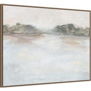 Kate and Laurel Framed Canvas Wall Art Print Washed Blue Abstract Landscape by Naomi Hink NLS Design, 42 x 32 Sylvie Beaded Dark Gold Frame, Modern Contemporary, Landscape Art for Wall Decor
