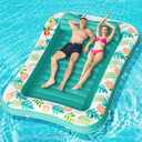 Inflatable Tanning Pool Lounger Float, Stonful 87" x 63" Pool Floats Adult with Pillow & Cup Holder, 4 in 1 Water Filled Inflatable Sun Tan Tub Tanning Bed Mat for Swimming Pool Backyard Beach (XL) (Green)