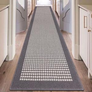 Ileading Hallway Runner Rug 2'x10' Heavy-Duty Durable Entryway Floor Mat with Non Slip Rubber Backing for Busy Traffic Extended Indoor Doormat Machine Washable Grey Kitchen Throw Rug for Corridor