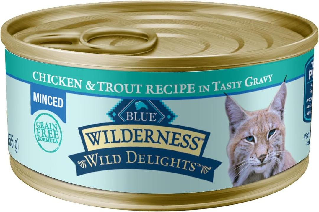 Blue Buffalo Wilderness Chicken & Trout Adult Wet Cat Food, 5.5 oz, 24 ct (EXP 06/08/28)