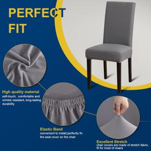 Dining Room Chair Covers - Stretch Kitchen Chair Covers Set of 4, Removable Washable Slipcovers for Home, Hotel, Banquet (Grey Flower)