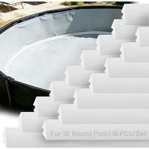 Peel and Stick Above Ground Pool Cove Foam, 16 Pack 46.5-inch Liner Protection & Floor Support Made of High-Density Waterproof Foam for 18' Pools, Easy to Install Above Ground Pool Accessories