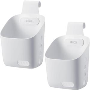 2 Pcs Plastic Hanging Basket Kitchen Storage organizer, Basket with Detachable hook, Hang it behind a door or on a railing, Over the Cabinet Door