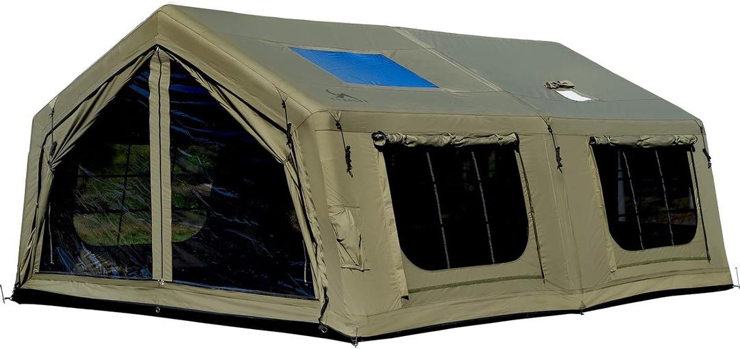 MC TOMOUNT Inflatable Camping Tent, Large Family Cotton Canvas Blow Up Tent, 15.75ft*11.81ft*7.22ft