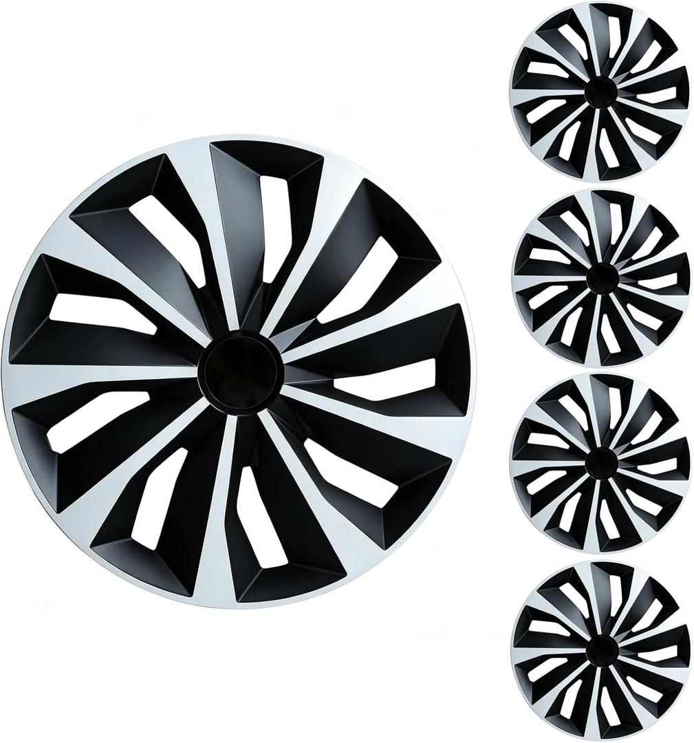 15" Black White Wheel Rim Cover Hubcaps Replacement R15 Hub Caps Snap On Universal Wheel Rim Cover ABS Exterior Accessories for Car Trunk SUV Set of 4