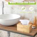 Rectangular Tissue Box Cover, Bamboo Tissue Box Cover Rectangle Tissue Box with Slide-Out Bottom Decorative Cube Facial Tissue for Bathroom Bedroom Dinner Table Office Tabletop