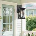 Bestshared Modern Outdoor Wall Lantern  Black Exterior Light Fixture with Seeded Glass, Weather-Resistant Sconce for Porch, Patio, Garage, Front Door (Black, Regular-1 Pack)