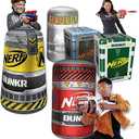 NERF BUNKR Officially Licensed Battle Royale Inflatable Bunker Battlezone - 13  Piece Barricade Set Crates Barrels