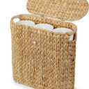 YANGQIHOME Toilet Paper Storage, Water Hyacinth Toilet Paper Storage with Lid, Papers Container for up to 9 Mega Rolls, Bathroom Basket Organizer