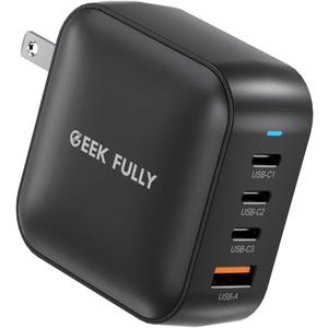 200W GaN Wall Charger | 4-Port Fast Charging Station (3xUSB-C PD3.0 + USB-A QC3.0) | Compact Power Adapter for MacBook Pro 16" M3/iPhone 17 Pro Max/Samsung S25 Ultra | UL Certified