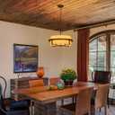 22" Bronze Drum Chandeliers for Dining Room with Off-White Fabric Shade