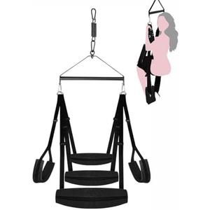 GAOLUWAN Sex Swing Ceiling Adult BDSM Bondage 360 Spinning Indoor Swing Sex Toys Furniture for Bedroom for Adults Couples with Steel Triangle Frame Heavy Duty Holds Up to 800LBS Adjustable Sweatshirt