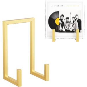 Records Storage Holder, Vinyl LP Gold Stand CD Display Frame,Metal Album Storage for Vinyl Records,2 Pack