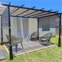 Backyard Expressions 12 x 9 Metal Flat Top Pergola with Adjustable Grey Sling Top (Standard) (No frame, Net Only)