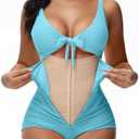 SHAPSHE Women's Tummy Control Swimsuit One Piece Slimming Bathing Suit Cutout Tie Knot Front Bikini Push Up Swimwear, M