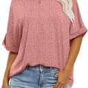 Tankaneo Womens Oversized T Shirts Casual Half Sleeve Tops Crew Neck Trendy Tunic for 2024 Summer