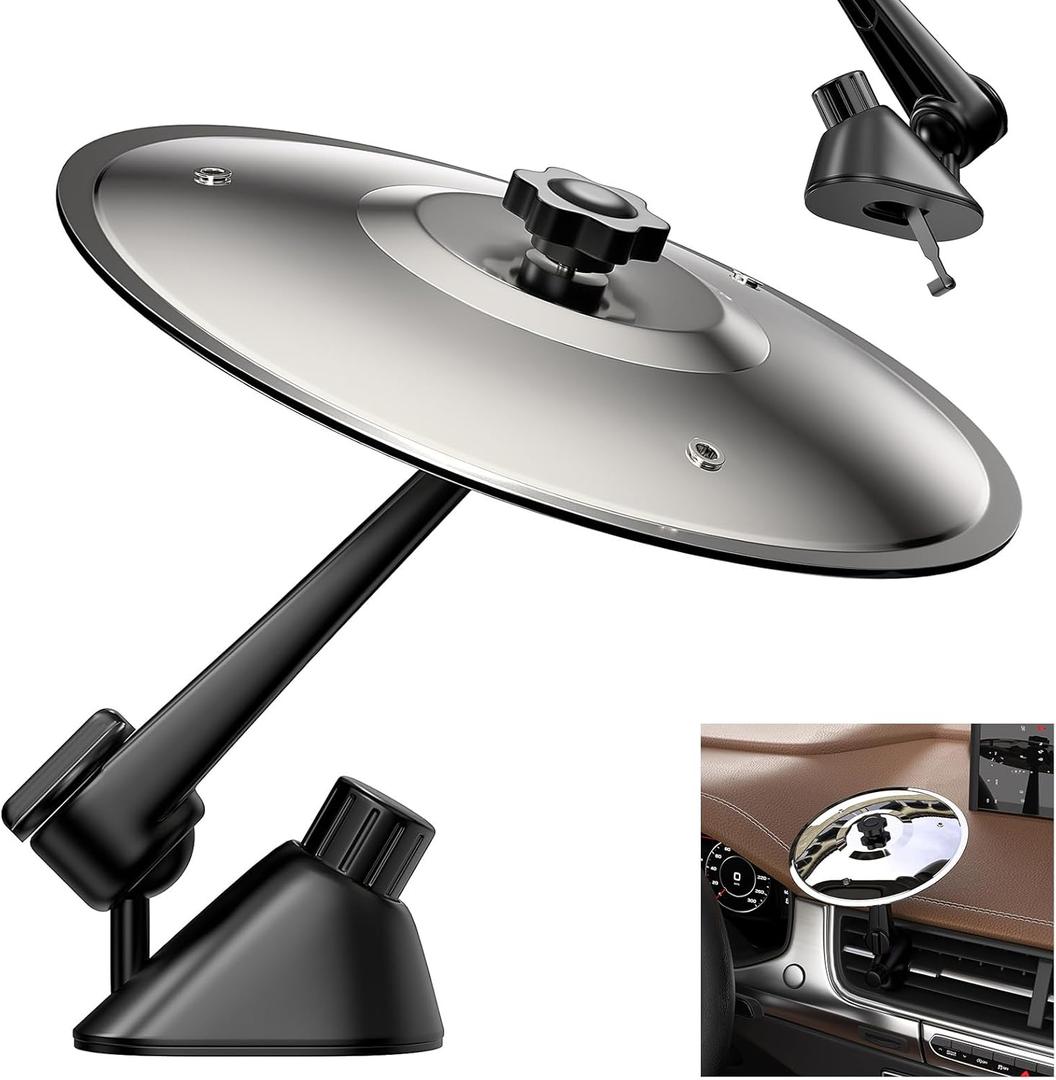 Car Cymbal Drum Air Vent, Mini Metal Drum Crash Cymbal for Car Dashboard, Funny Musical Instruments Gadget for Drummer Music Lovers Gift (Silver) (1 PC Sliver)