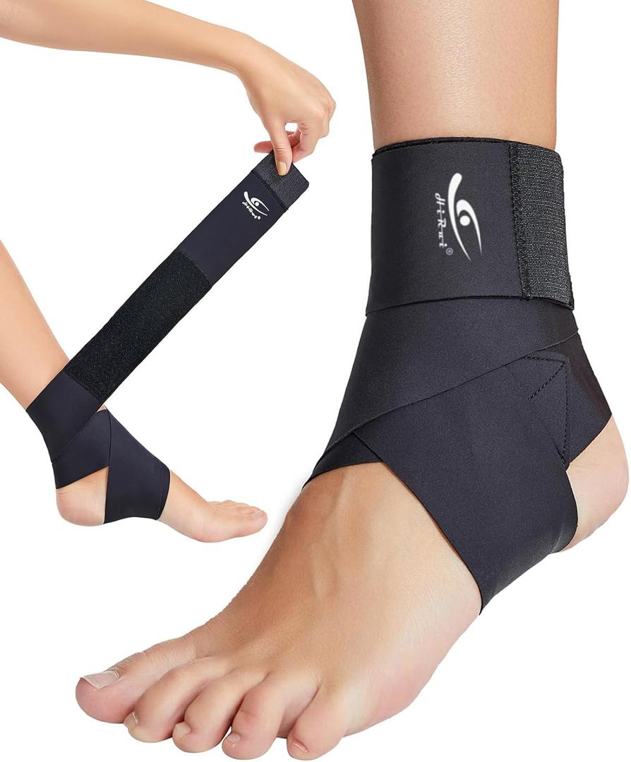 HiRui Ultrathin High-Elastic Ankle Wraps Ankle Brace for Men Women Kids, Adjustable Ankle Straps for Running, Football, Basketball, Sprains, Arthritis, Plantar Fasciitis (Black, Small (Pack of 2))