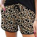 IWOLLENCE Women's Checkered Shorts Elastic Waist with Drawstring Plaid Short Pants Beach Summer with Pockets, L