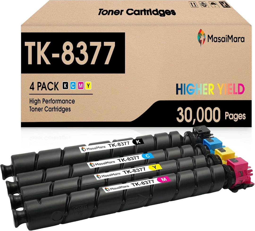 MasaiMara TK-8377 TK8377 High Capacity Compatible Toner Cartridges Replacement for Kyocera TASKalfa 3554ci Printer (Black TK-8377K , Cyan TK-8377C , Magenta TK-8377M , Yellow TK-8377Y , 4-Pack)
