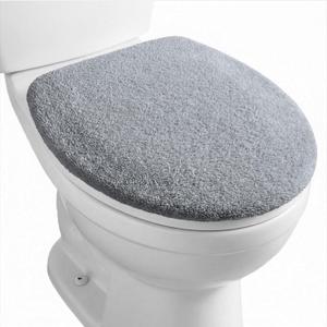 Gray Microfiber Toilet Lid Cover, Non-Slip Soft Toilet Cover Adjustable Toilets Seat Covers Absorbent Machine Washable Covers Elastic Fits Most Round Elongated Toilets Bathroom Decor(Gray)