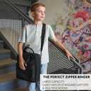 Sturdy 3 Ring Zipper Binder with Strap - 2" Binder with Pockets Holds 500 Sheets, Laptop & More - Durable & Easy to Carry
