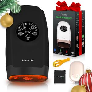 Lunix LX3 Cordless Hand Massager, Shiatsu Massage Machine with Heat and Compression 6 Levels Pressure Point Therapy for Arthritis, Pain Relief, Carpal Tunnel and Finger Numbness