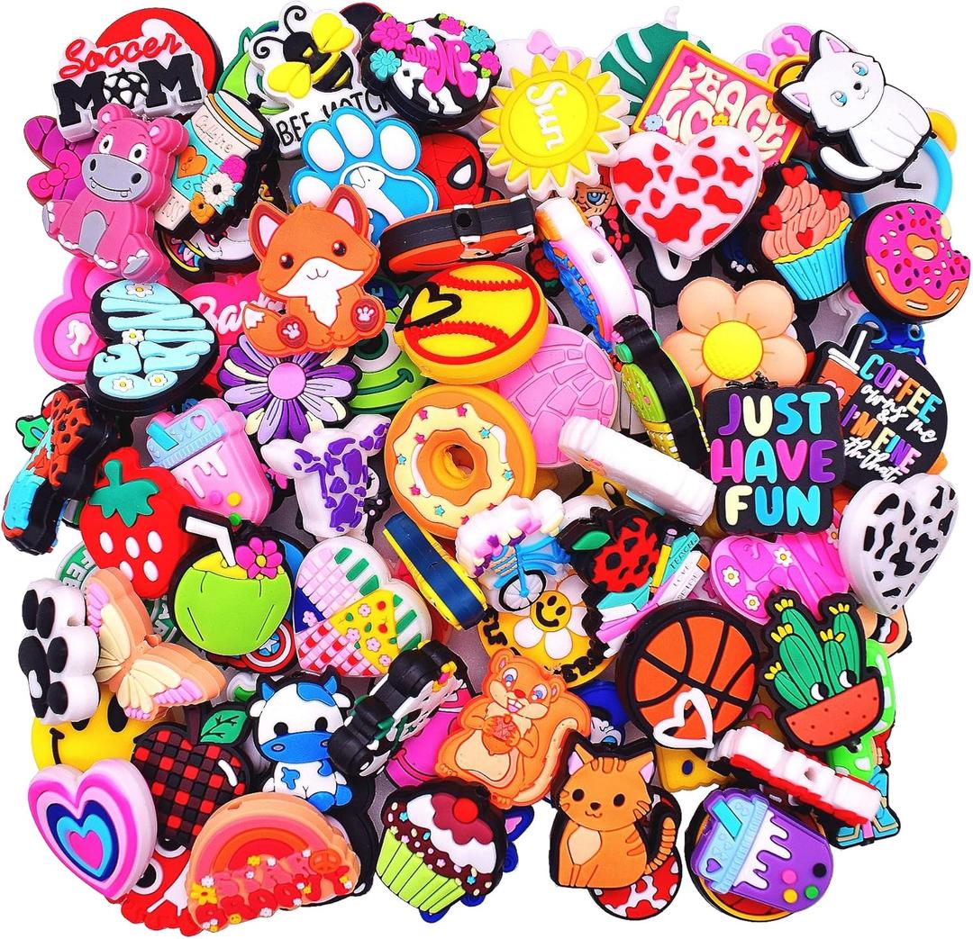 Random Different Focal Bead for Pens Bulk 50PCS Silicone Focals Bead Mixed Cute DIY Craft Loose Bead for Pen/Bracelet/Keychain/Necklace DIY Lover Gifts Party Favors