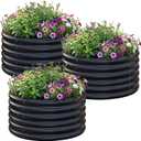 AHEONLAR 3PCS 2x2x2FT Galvanized Raised Garden Bed Kit Round Metal Flower Box Large Planter Raised Beds Outdoor Garden for Planting,Fruit,Herb Black