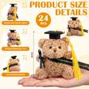 Blueweenly 24 Pcs 2026 Mini Graduation Bears Bulk Small Graduation Stuffed Animals 4' Tiny Plush Bear with Diploma DIY Present Class of 2026 Prom Party Decor Congratulation Gifts(Black)
