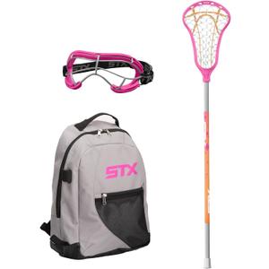 STX Exult Rise Girl's Lacrosse Starter Set with Stick, Goggles & Backpack (Pink)