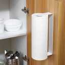 YIGII Adhesive Paper Towel Holder Under Cabinet - Stainless Steel Paper Towel Rack Stick on Wall Mount for Kitchen, White