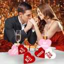 Valentines Day Decorations, 6 Pcs Valentines Day Heart Wooden Signs Decor for Tiered Tray, Happy Conversation Heart Shaped Sign Tabletop Wooden Centerpiece for Anniversary Wedding Home Party Supplies