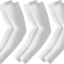 Arm Sleeves for Men Women Upf 50 Compression Arm Sleeve for UV Blocking Protection (White, M)