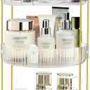 Fzebys 360 Rotating Makeup Organizer for Vanity,3 Tier Large Capacity Skincare Organizers,Bathroom Counter Organizer, transparent Spinning Perfume Organizer & Vanity Organizer (NEW-White, 3 Tier)