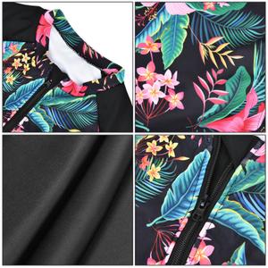 Women's UPF 50+ Active Rashguard One Piece Long Sleeve Swimsuit Zipper Surfing Swimwear, L