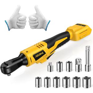 3/8" Cordless Ratchet Wrench for DeWalt 20V Max Battery - 75Ft-Lbs Brushless Motor Electric Ratchet Set with 0-300RPM Variable Speed, 8 Sockets, 3/8" and 1/4" Adapters,3" Extension Bar (Tool Only)