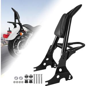 AUFER Motorcycle Detachable Rear Passenger Backrest Sissy Bar With Luggage Rack Rotary Docking Latches Clips Compatible With For 2004-Up Harley Sportster XL 883 1200 Super Low Forty Eight Seventy Two